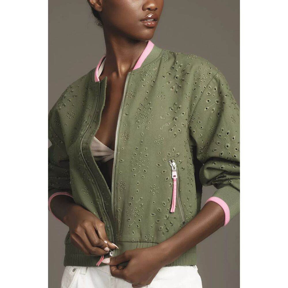 Avec Les Filles Eyelet Bomber Jacket Womens XL